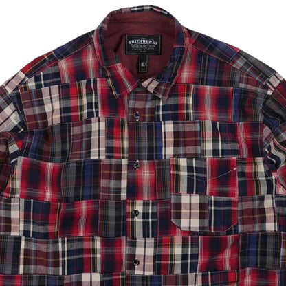 FrizmWORKS Madras Patchwork Relaxed Shirt - Wine
