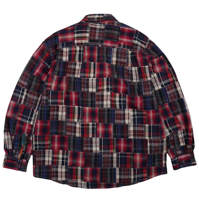 FrizmWORKS Madras Patchwork Relaxed Shirt - Wine