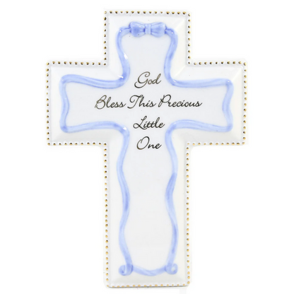 God Bless Wall Cross Blue 6"H