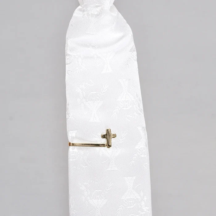 Gold Cross Tie Bar for First Communion - Boys Religious Tie Clip