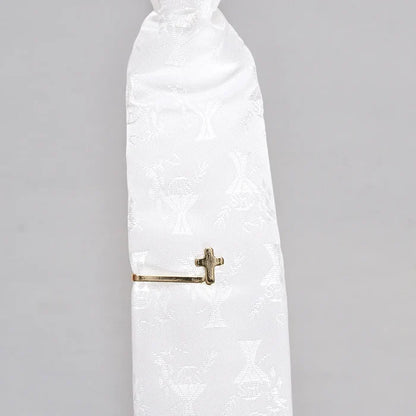 Gold Cross Tie Bar for First Communion - Boys Religious Tie Clip