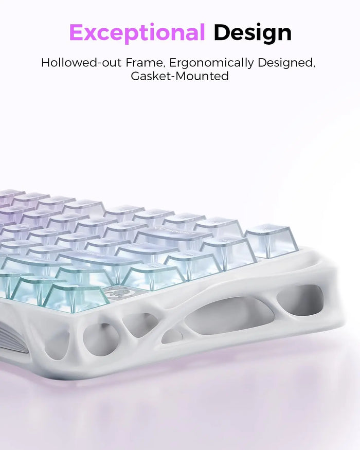 Gravastar Mercury K1 Lite Crystal Aurora 75% Mechanical Gaming Keyboard, 2.4Ghz/Bt/Wired Tri-Mode Wireless Keyboard, Gasket Hot Swappable Mechanical Keyboard, Pre-Lubed Linear Switches, RGB Backlit Summervibes