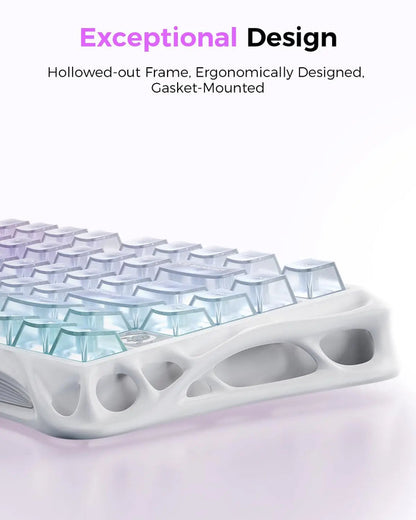 Gravastar Mercury K1 Lite Crystal Aurora 75% Mechanical Gaming Keyboard, 2.4Ghz/Bt/Wired Tri-Mode Wireless Keyboard, Gasket Hot Swappable Mechanical Keyboard, Pre-Lubed Linear Switches, RGB Backlit Summervibes