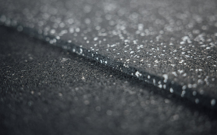 Close up of Grey Fleck Rubber Flooring