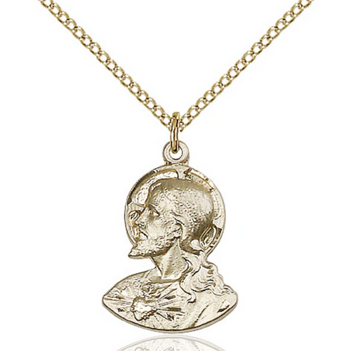 Head of Christ Medal Necklace Gold Filled 18"