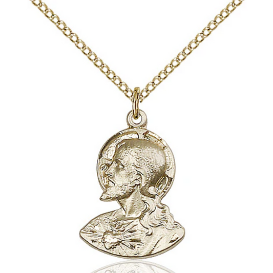 Head of Christ Medal Necklace Gold Filled 18"