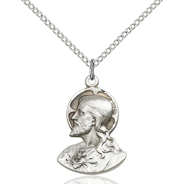 Head of Christ Necklace Sterling Silver 18"