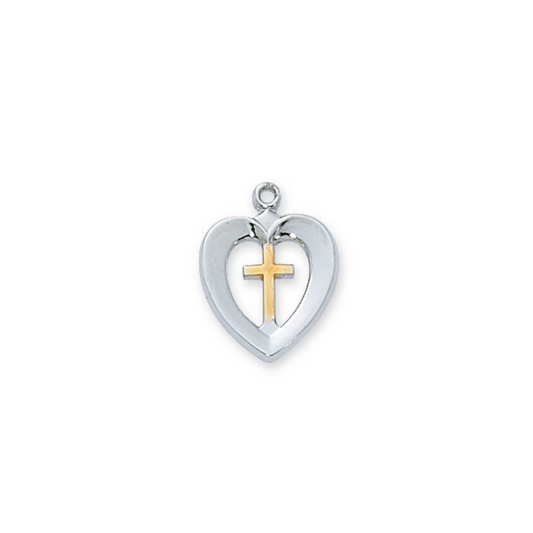 Heart and Cross Necklace - Sterling Silver