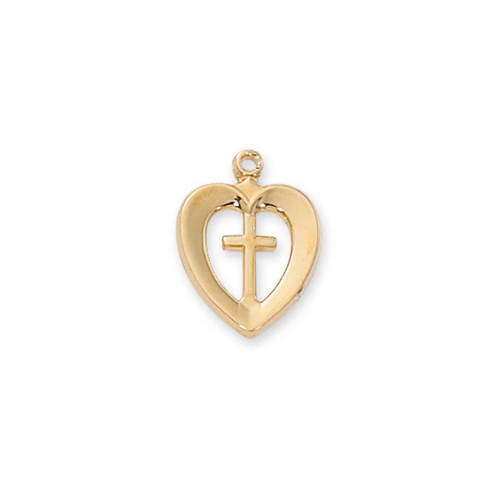 Heart with Cross Medal - Gold over Sterling