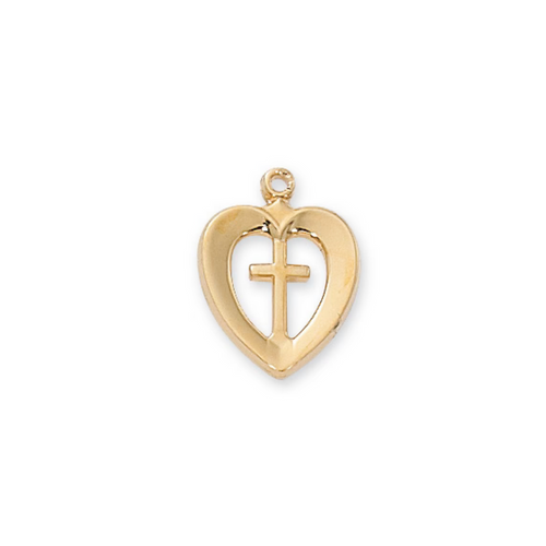 Heart with Cross Medal - Gold over Sterling