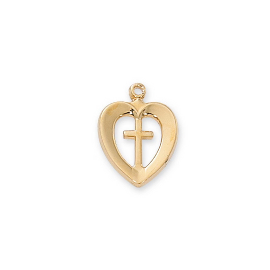 Heart with Cross Medal - Gold over Sterling