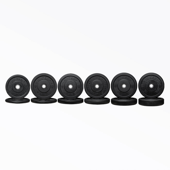 Full set of Hi-Temp Bumper Plate Pairs: 5, 10, 15, 25, 35, and 45lb pairs.