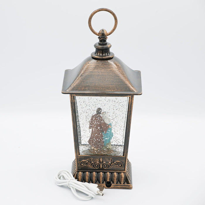 Holy Family Standing LED Swirl Lantern 9.5"H