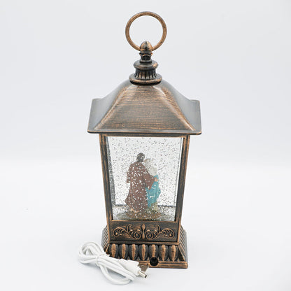Holy Family Standing LED Swirl Lantern 9.5"H