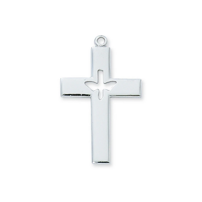 Holy Spirit Cross Necklace 24" Chain