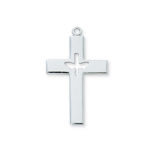 Holy Spirit Cross Necklace 24" Chain