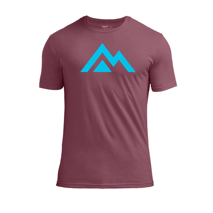 The REP Fitness Icon Tri-Blend Crew T-Shirt in Heather Maroon/Blue front