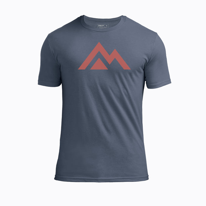 The REP Fitness Icon Tri-Blend Crew T-Shirt in Heather Navy/Red front