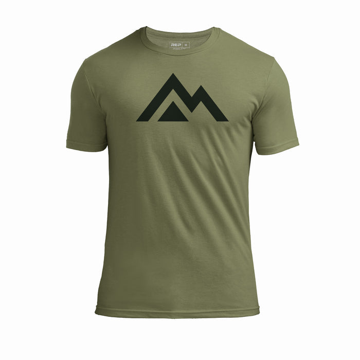 The REP Fitness Icon Tri-Blend Crew T-Shirt in Heather Olive/Black front