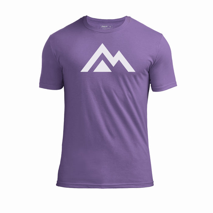 The REP Fitness Icon Tri-Blend Crew T-Shirt in Heather Purple/White front