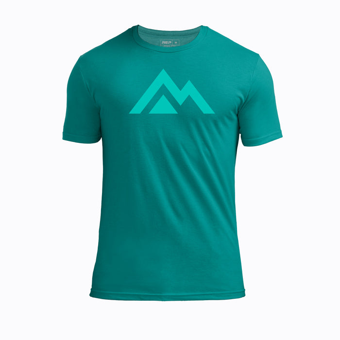 The REP Fitness Icon Tri-Blend Crew T-Shirt in Heather Teal/Mint front