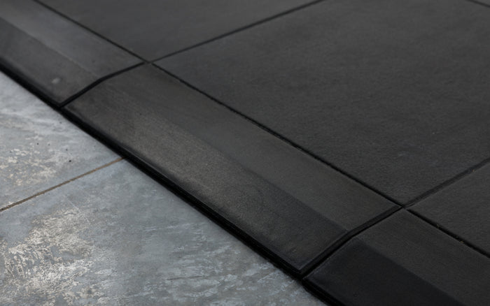 Close-up of the seamless transition between the individual Interlocking Floor Tiles and the border pieces