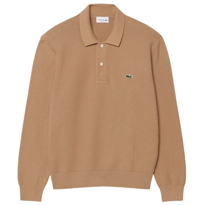 Lacoste Classic Fit Long Sleeved Knitted Polo Shirt - Brown