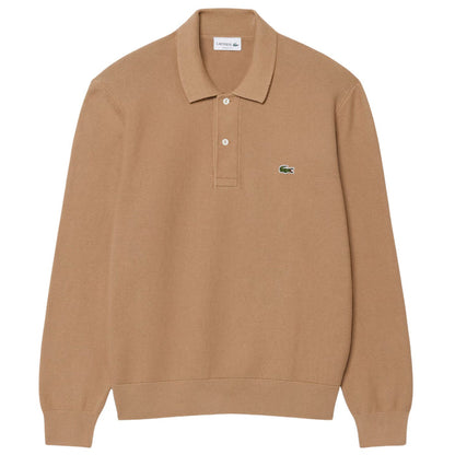 Lacoste Classic Fit Long Sleeved Knitted Polo Shirt - Brown