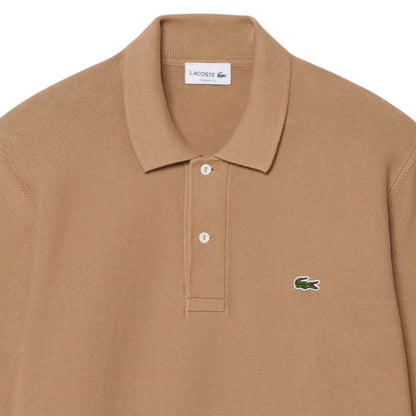 Lacoste Classic Fit Long Sleeved Knitted Polo Shirt - Brown