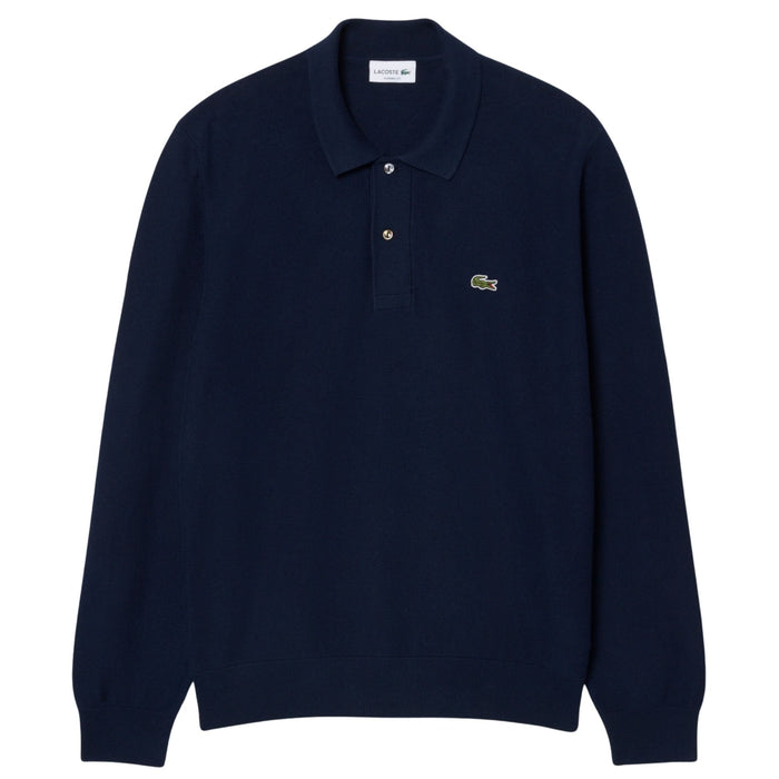 Lacoste Classic Fit Long Sleeved Knitted Polo Shirt - Navy