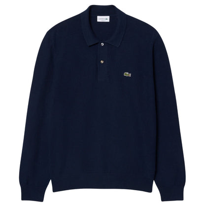 Lacoste Classic Fit Long Sleeved Knitted Polo Shirt - Navy