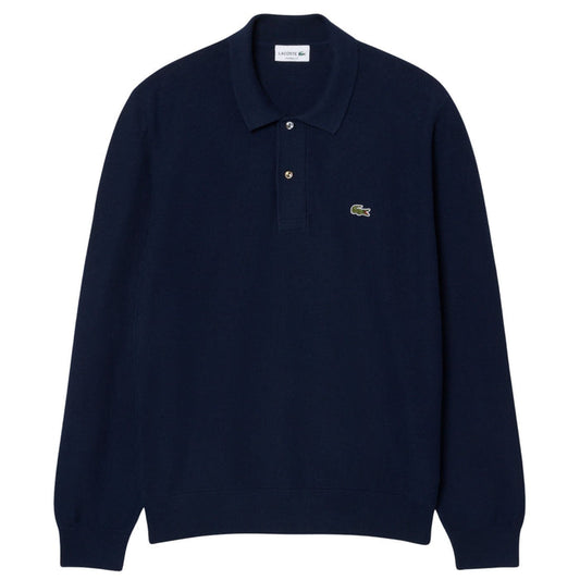 Lacoste Classic Fit Long Sleeved Knitted Polo Shirt - Navy
