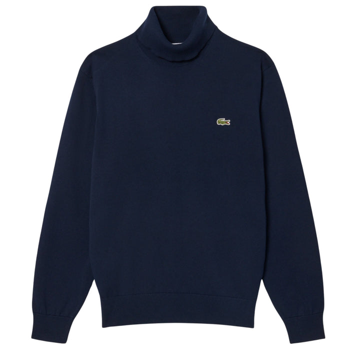 Lacoste Cotton Jersey Roll Neck Sweater - Navy