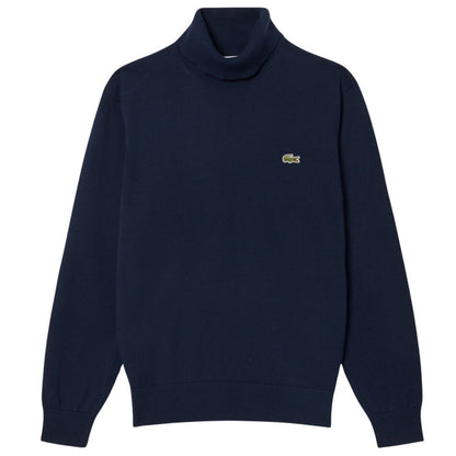 Lacoste Cotton Jersey Roll Neck Sweater - Navy