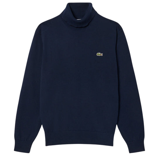 Lacoste Cotton Jersey Roll Neck Sweater - Navy