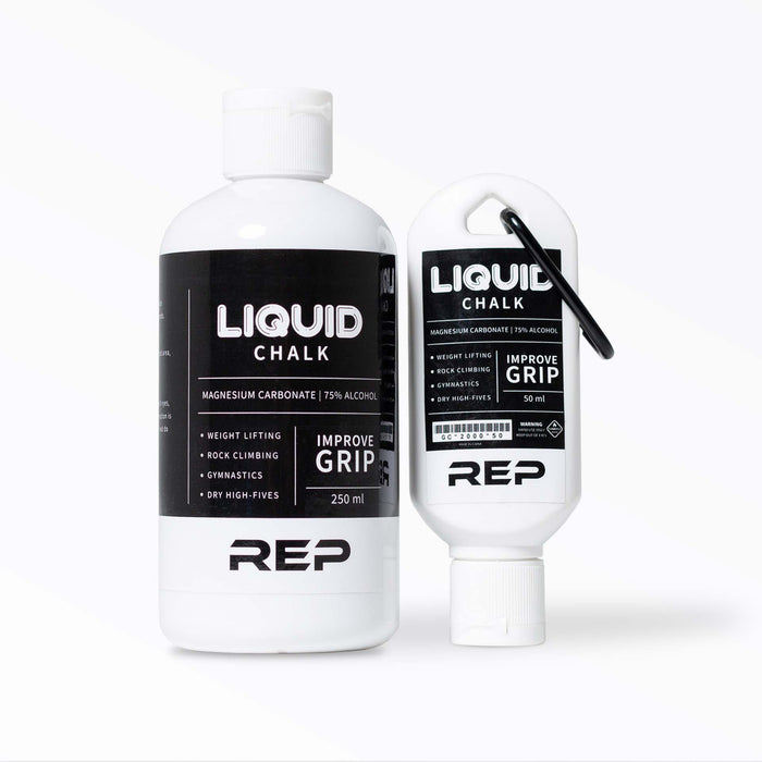 A 250ml squeeze tube and 50ml keychain squeeze tube of magnesium carbonate liquid chalk.