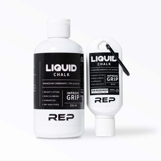 A 250ml squeeze tube and 50ml keychain squeeze tube of magnesium carbonate liquid chalk.