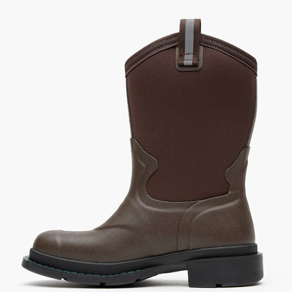 Chore Western Kids Rubber cowboy boot in brown on a white background