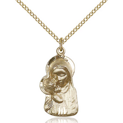 Madonna and Child Medal Gold Filled 18"