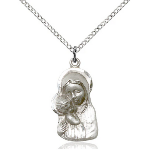 Madonna and Child Medal Sterling Silver 18"