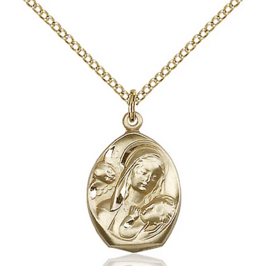 Madonna and Child Necklace Gold Filled 18"