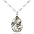 Madonna and Child Necklace Sterling Silver 18"