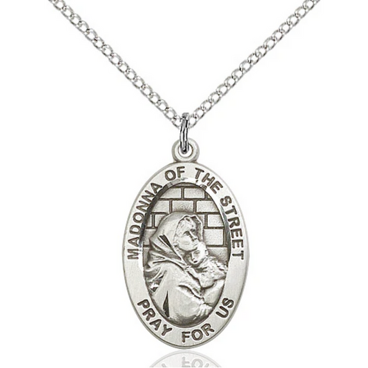Madonna of the Street Medal Sterling Silver 18"