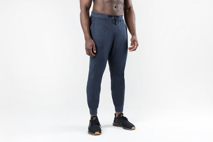 The REP Fitness Men's Apollo Joggers in Heather Navy front