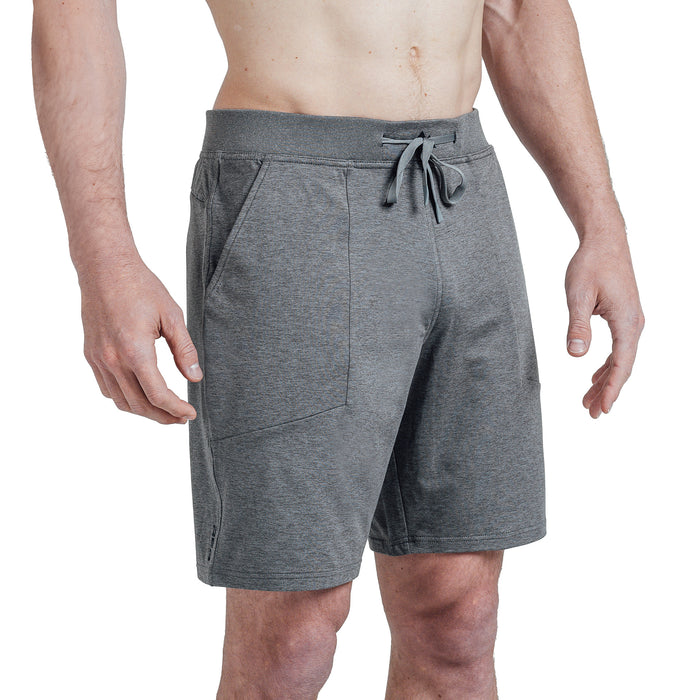 The REP Fitness Men's Apollo Shorts in Heather Cool Gray/Black front