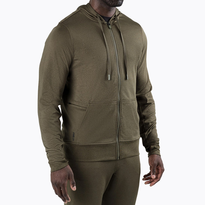 The REP Fitness Men's Attis Jacket in Heather Olive front