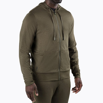 The REP Fitness Men's Attis Jacket in Heather Olive front