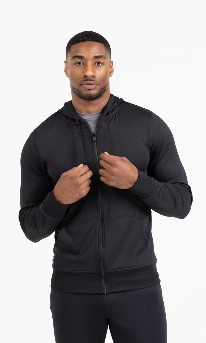The REP Fitness Men's Attis Jacket in Heather Black front