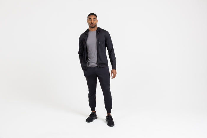 The REP Fitness Men's Attis Jacket in Heather Black front
