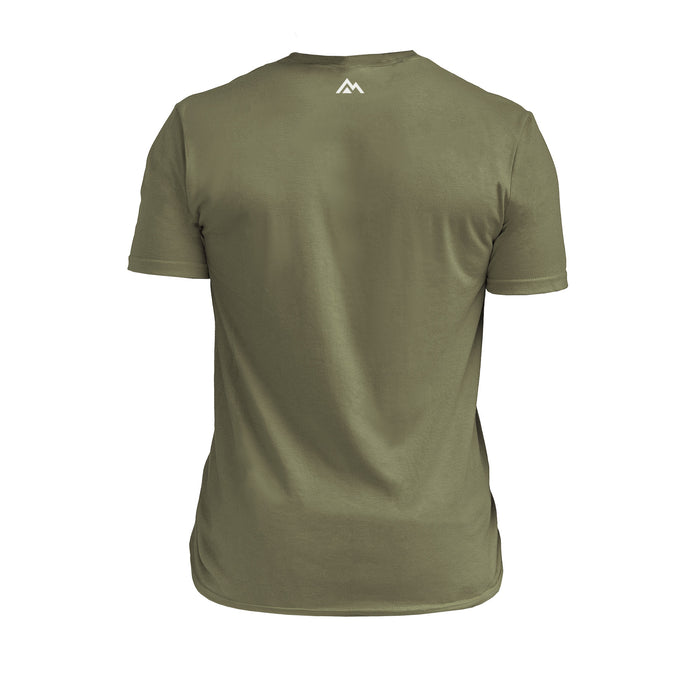 The REP Fitness Men's Blueprint Tri-Blend Crew T-shirt in Heather Olive/White back